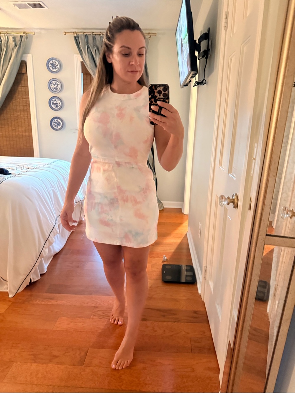 Tie dye denim mini dress by French connection